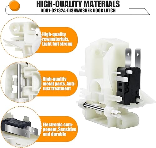 Miniatura 6 de DD81-01629A DD81-02132A - Pestillo para puerta de lavavajillas compatible con Samsung modelo DW80F600UTB DW80K5050US DW80K7050UG DW80F800UWS