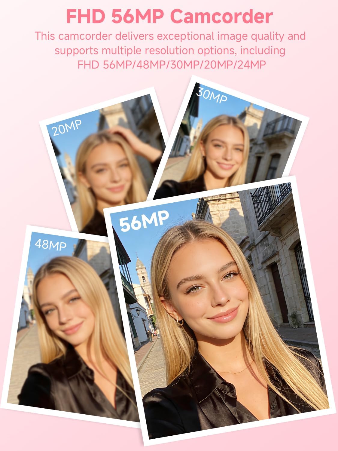 Video Camera,FHD 4K 56MP Camcorder,WiFi Vlogging Cameras for YouTube with IR Night Vision,18X Digital Zoom 3.0''Touch Screen Digital Camera with 64GB Card,Remote Control,Webcam and Battery (Pink) - Image 3