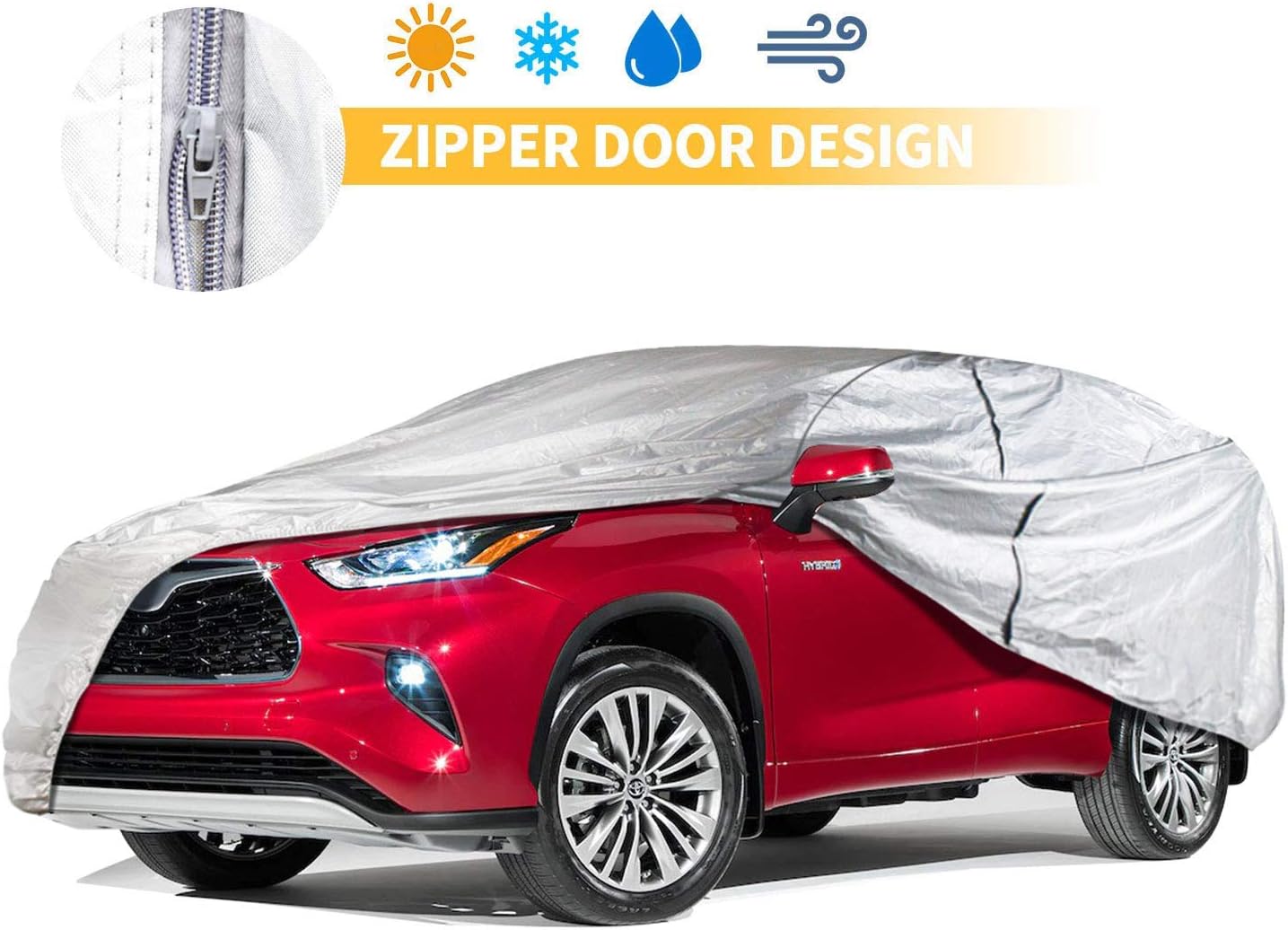 SUV Cover 249 Inch Universal Car Cover UV Protection Windroof Waterproof Vehicle Cover Outdoor/Indoor All Weather Full SUV Car Covers
