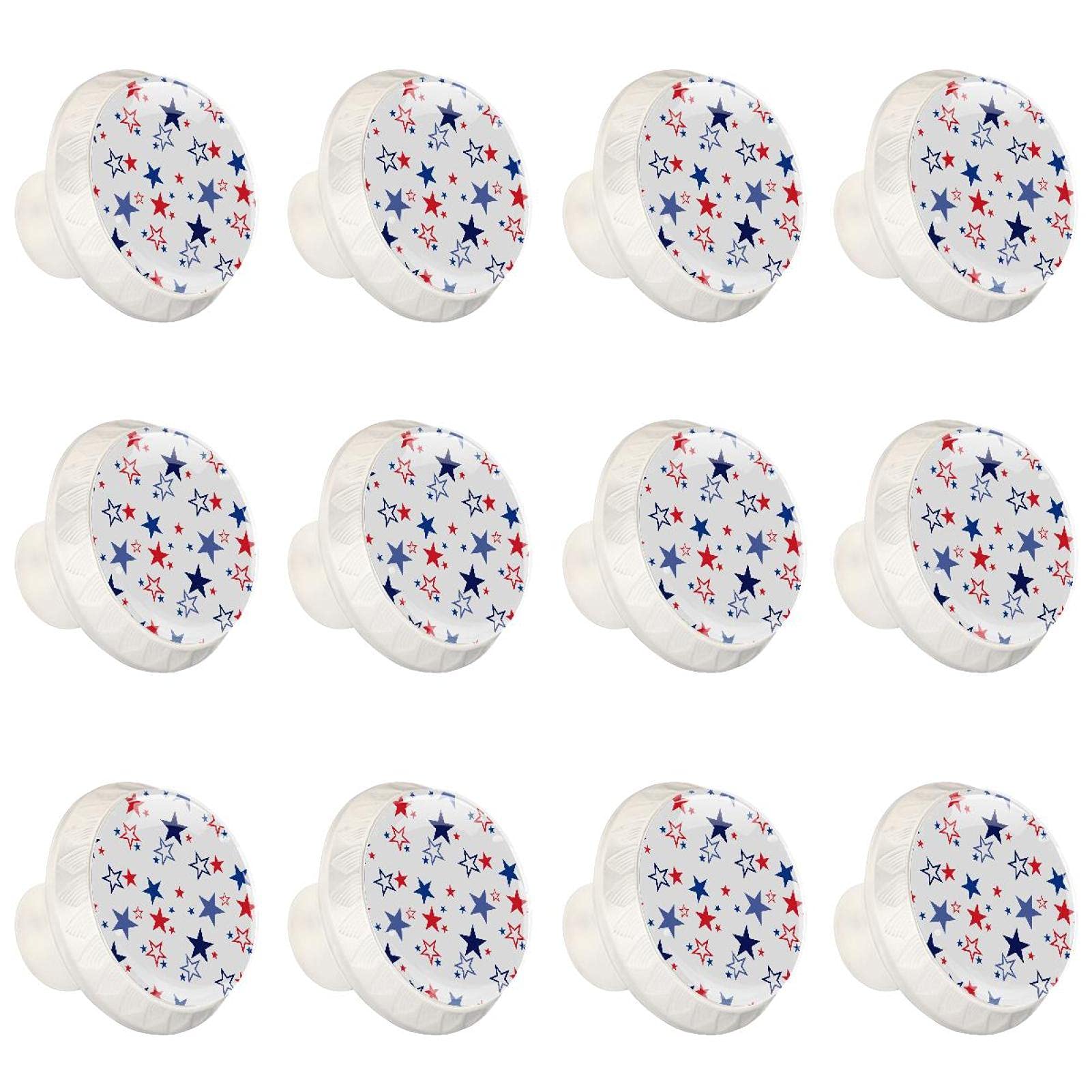 Boutons d'armoires de cuisine blancs ronds haut de gamme étoiles 12 PCS