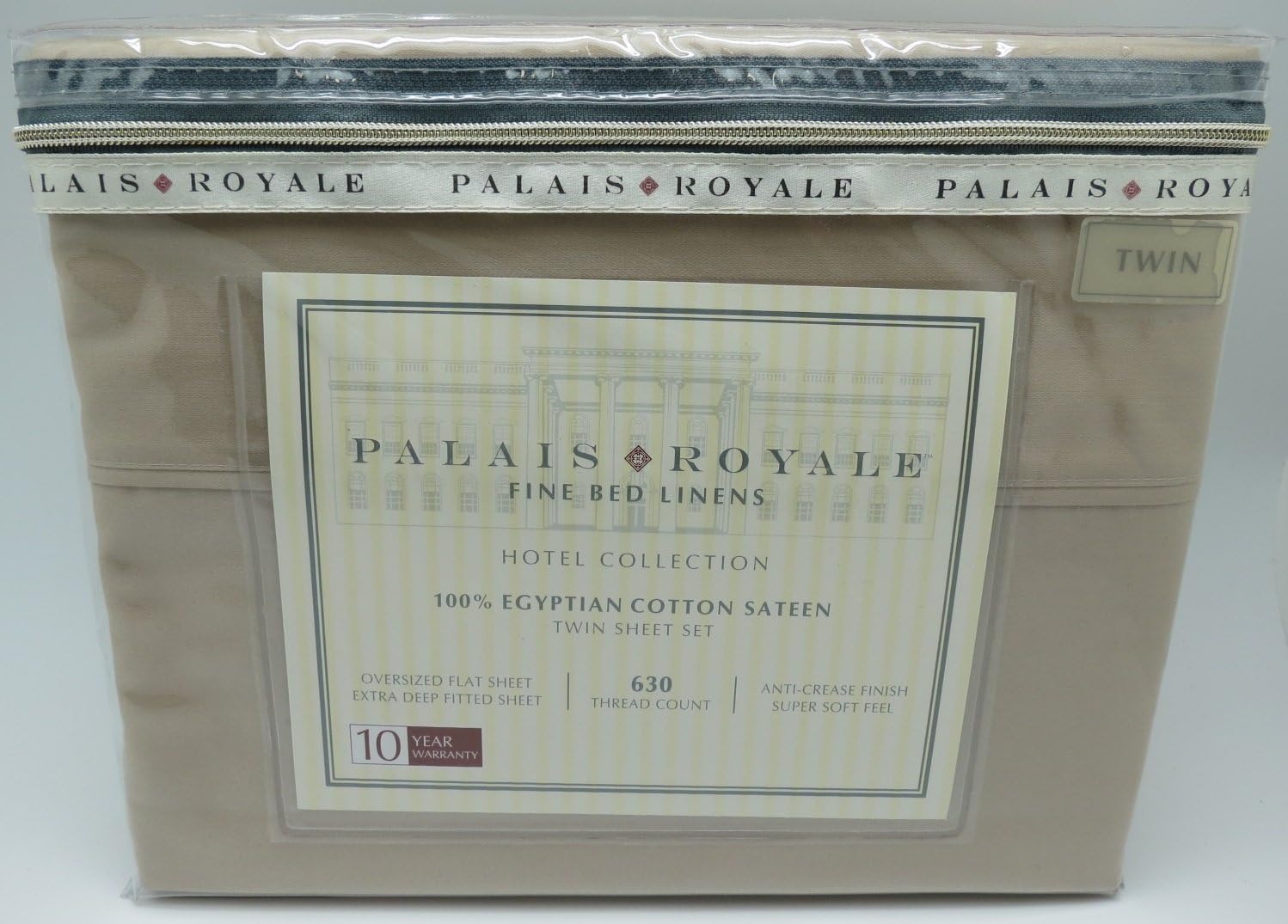 Palais Royale Fine Bed Linens Twin Size Sheet Set in a Solid Canvas Color 630 Thread