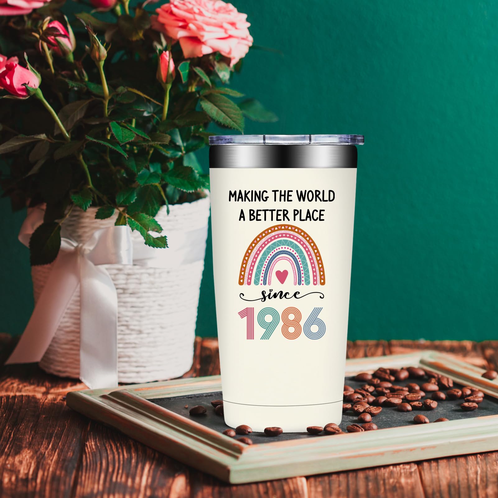 40th Birthday Gifts Women - 1986 40th Birthday Decorations for Women - Turning 40 Year Old Gifts Her - 40 Fabulous Tumbler 20 oz