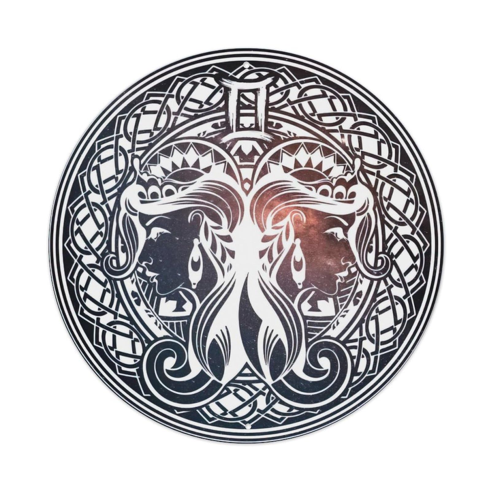 Olyhtr 8X8inch Classic Style Zodiac Gemini Celestial Symbol Retro Style Vintage Metal Tin Sign