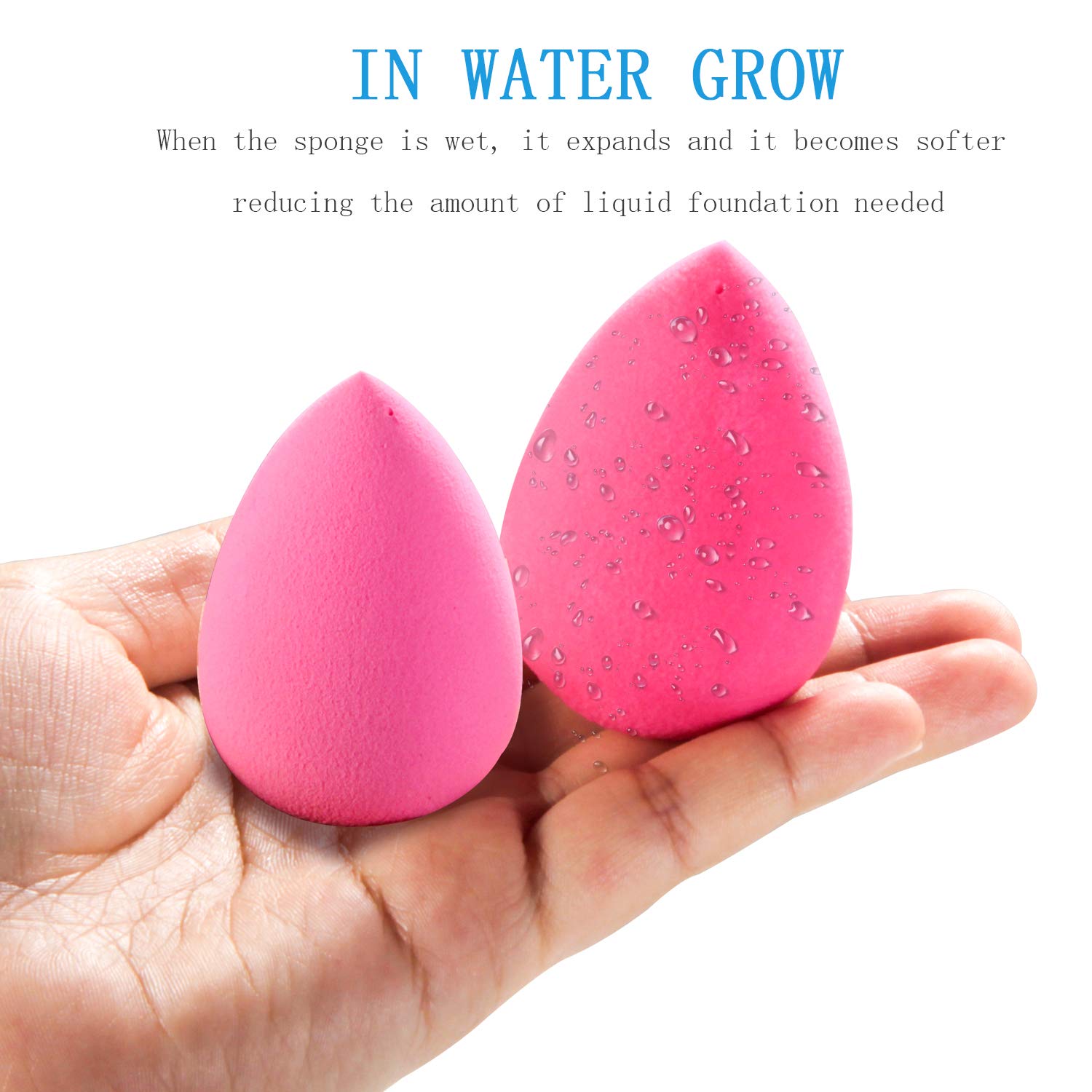 BeaHot - Esponja de maquillaje, 10 unidades, 2 formas, esponja de belleza con 2 soportes de esponja, base cosmética de belleza, mezcla de polvo para líquido, polvo, crema BB y protector solar