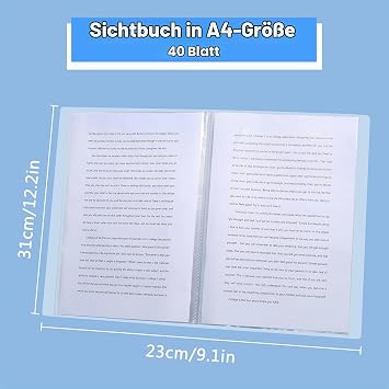 (Pack of 4) A4 Display Book Presentation Book with 40 Transparent Pockets Presentation folders for school and office
