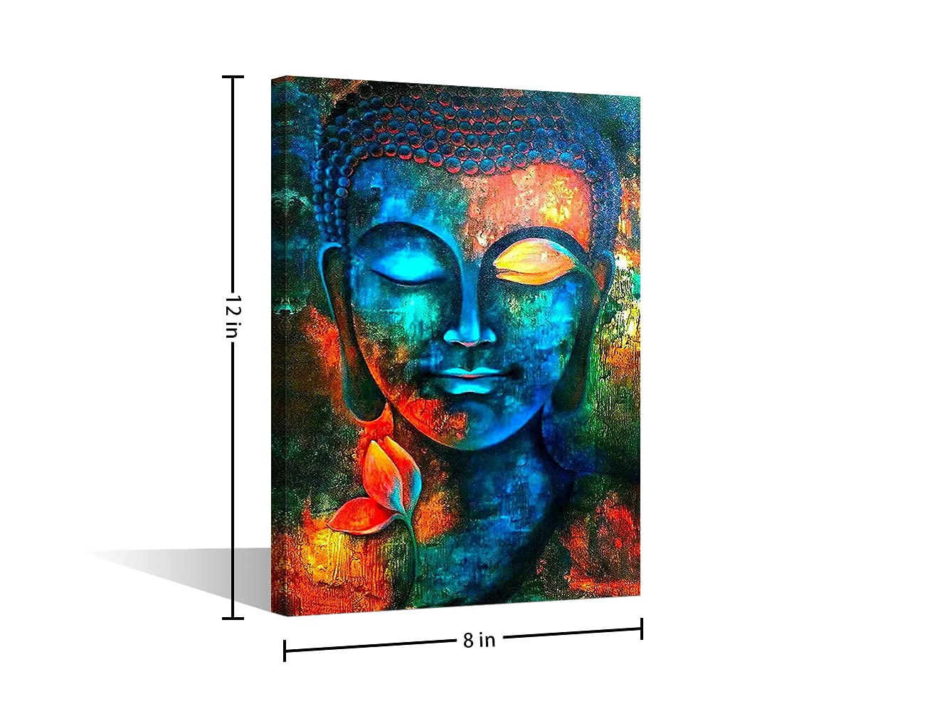 Buddha Head Wall Decor Indigo Blue Buddha Prints on Canvas Decorations for Living Room Office Wall Decor Buddha Wall Art Easy Hanging with Frame (12"x8"x1 Panel) — view 2