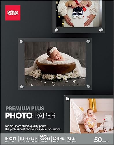 Office Depot - Papel fotográfico profesional, semibrillante, 8 1/2 pulgadas x 11 pulgadas, paquete de 50 hojas, 124209