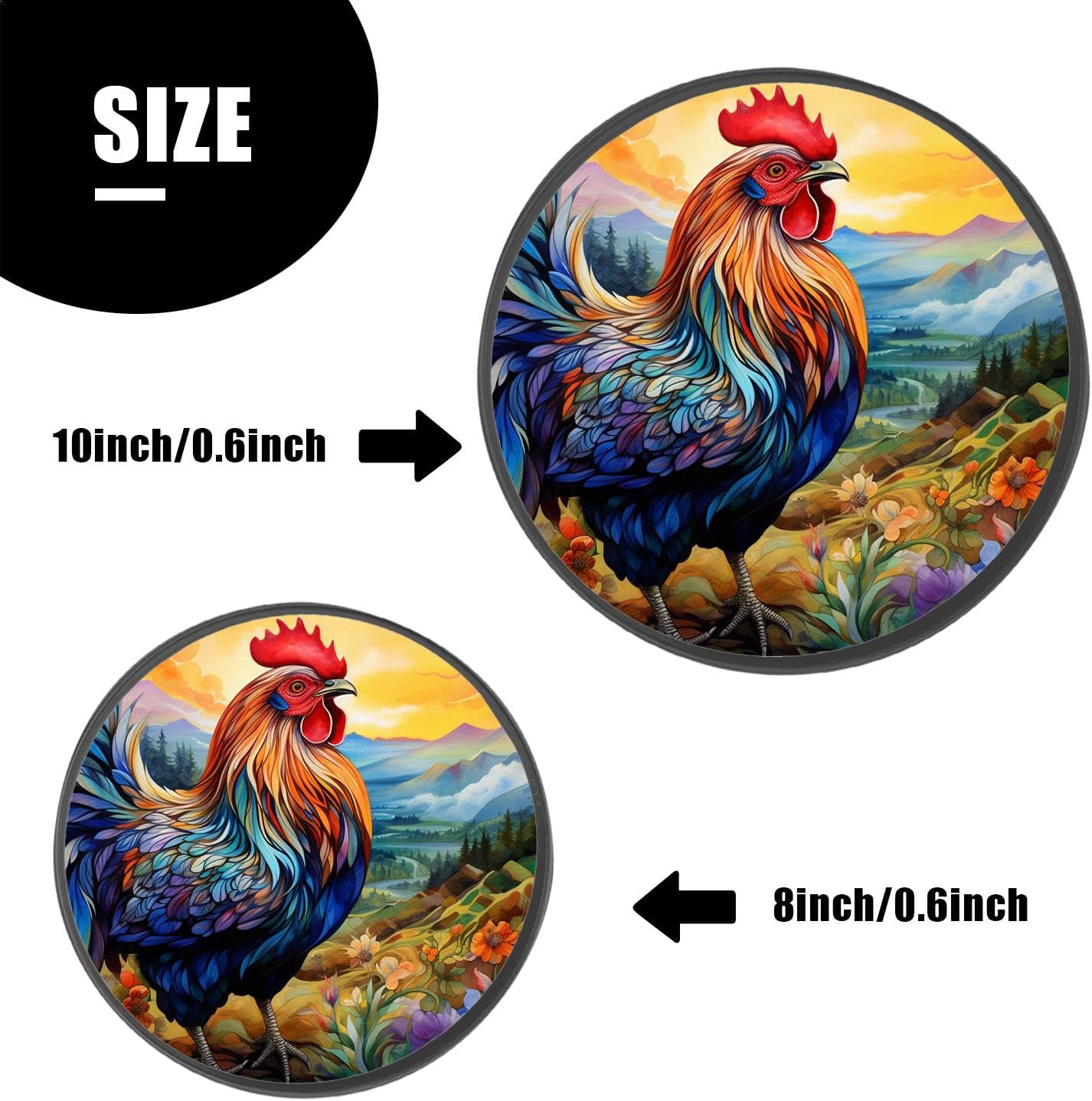 Rooster in Rural Chicken Cute Set of 4 Stove Burner Covers - Premium Round Electric Stove Range Protectors,8 IN & 10 IN