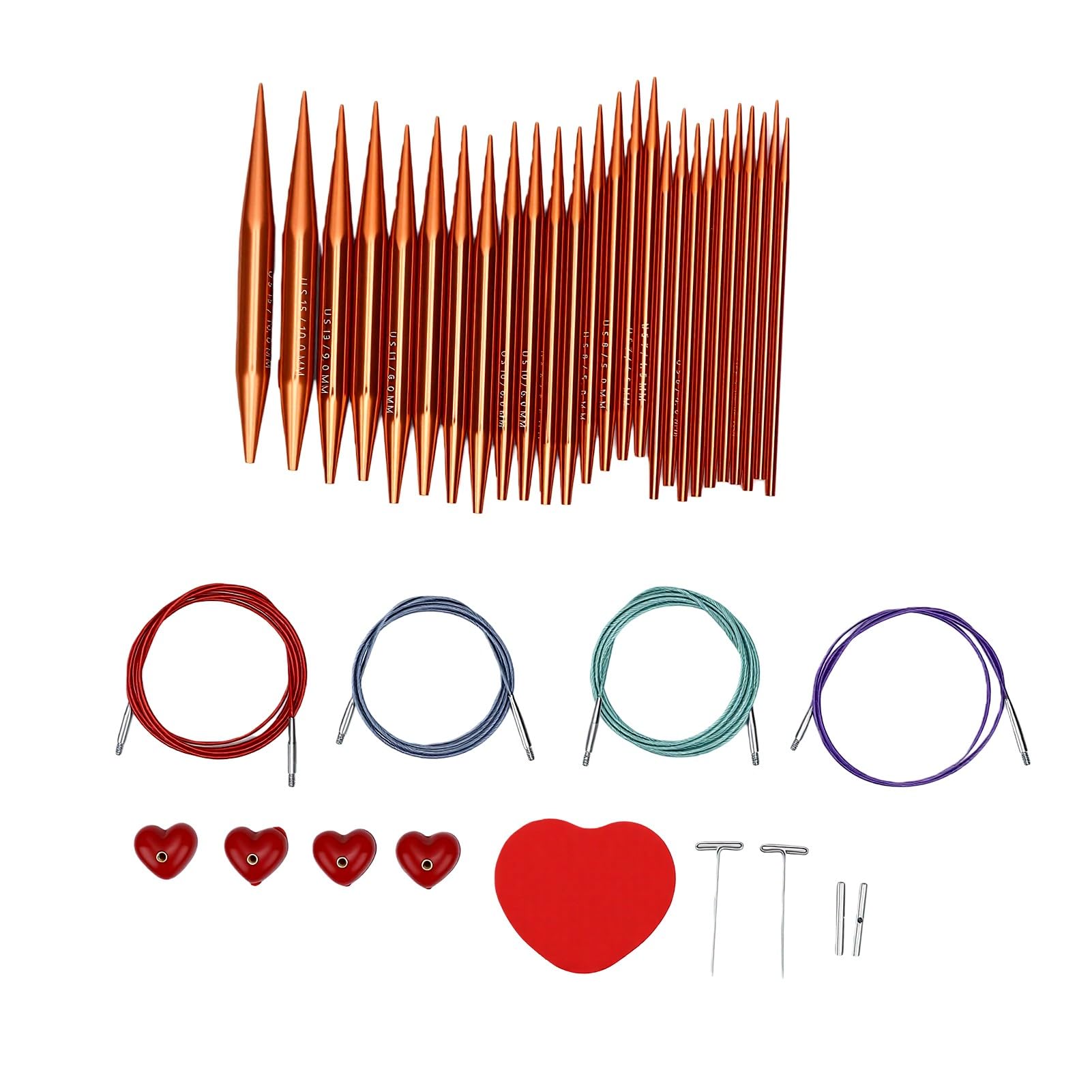 Luocute Set di Ferri Circolari in Alluminio, da 3,0 a 10,0 Mm