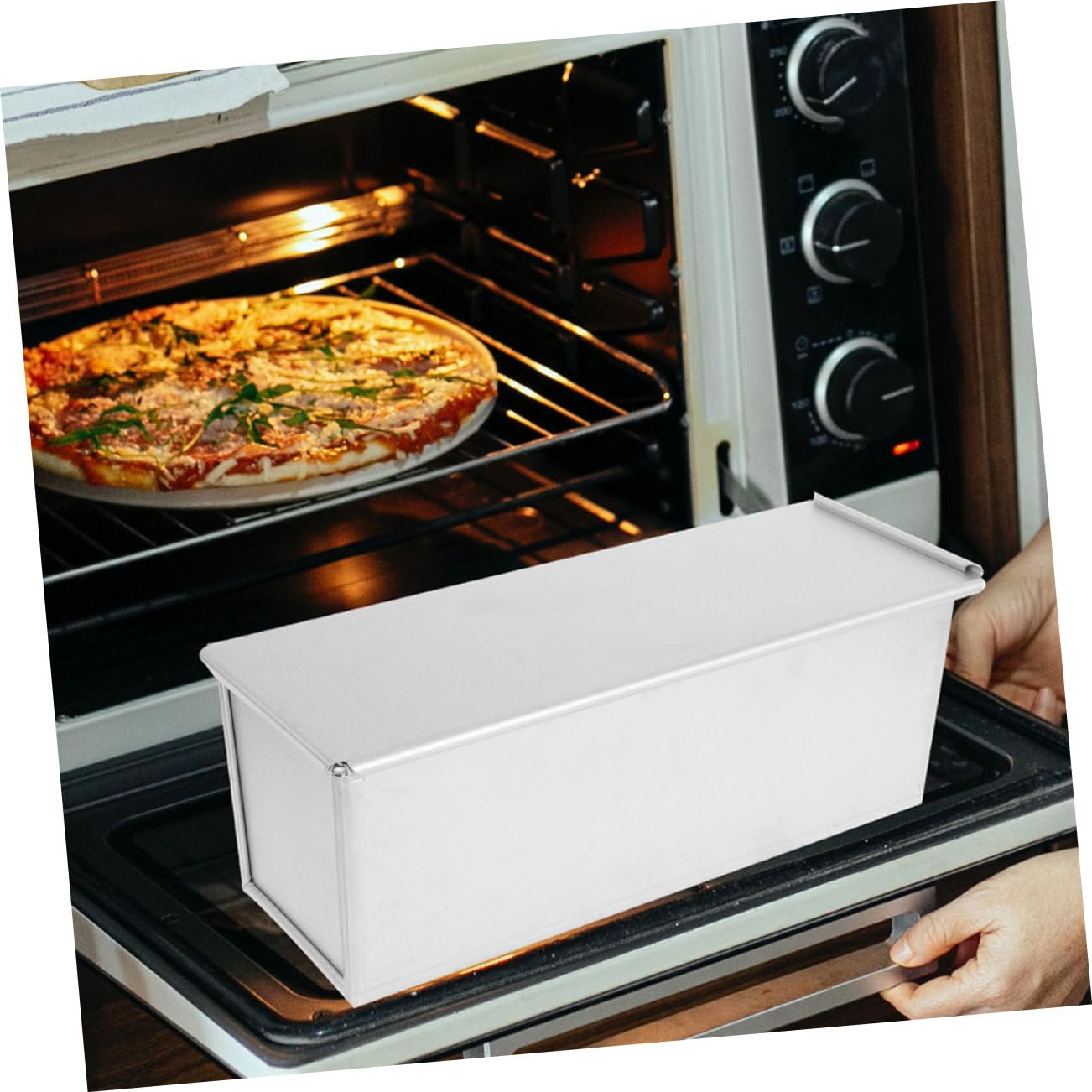 Toastbrotform mit Deckel aus Aluminiumlegierung, Silber, Große Kapazität