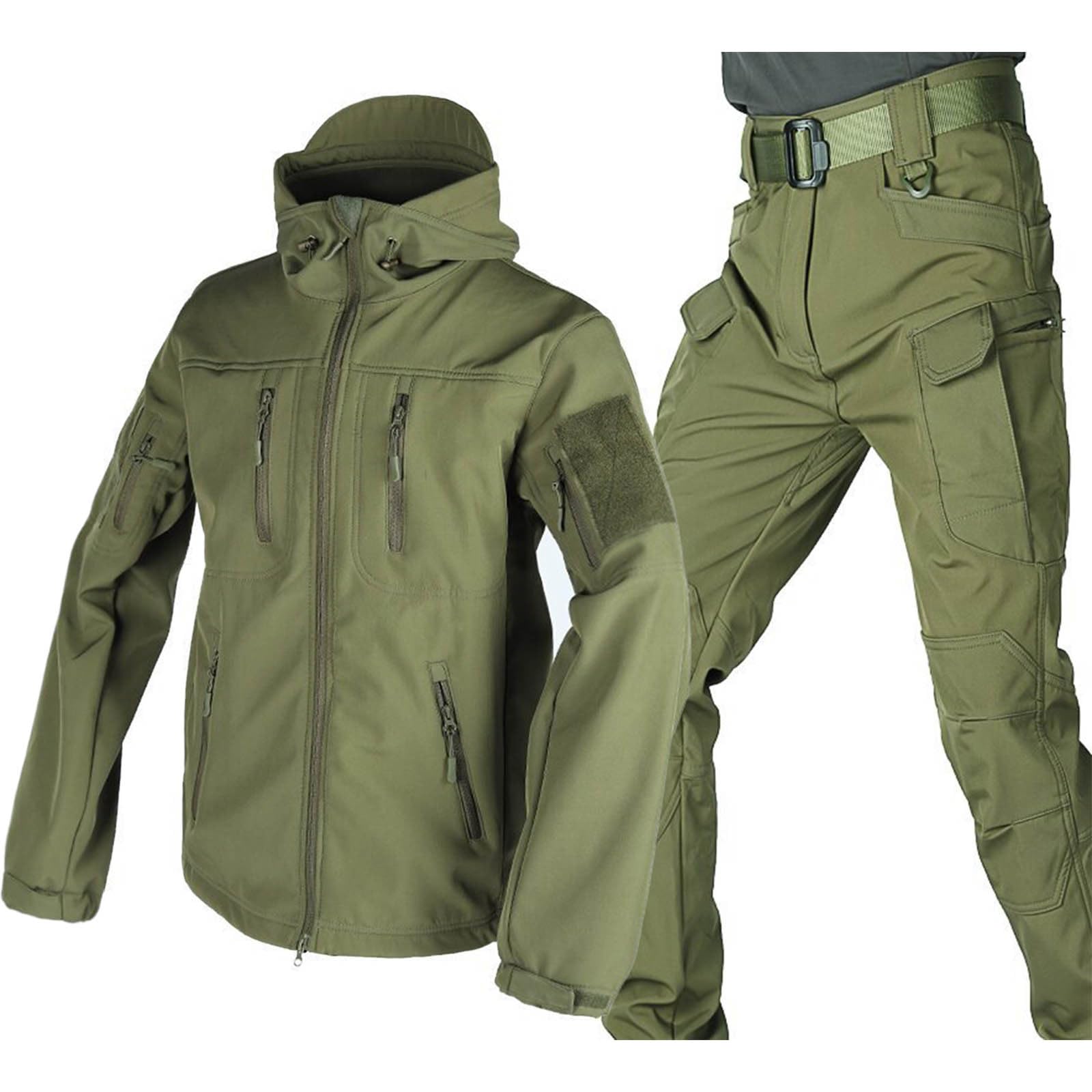 Generisch Herren Wasserdichte Camouflage Militär Uniform Anzug Taktische Jacke und Jogginghose 2 Teilig Sweatjacke Jogginganzug Winter Herbst Warm Sportanzug Set Tracksuit
