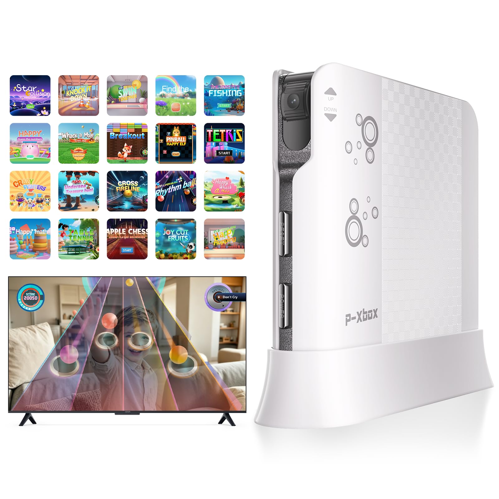Console di Gioco con Rilevamento del Movimento per Bambini, Sistema di Gioco Plug & Play per TV, Ideale per Attività Fisica in Casa, Serate in Famiglia, Feste e Momenti di Gioco