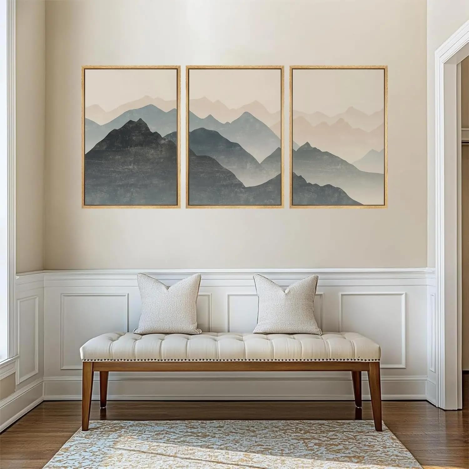 LTjiajuypd Abstract Blue Mountain Landscape Wall Art, Modern Bedroom Living Room Decoration Poster Canvas Printing Artworks(50x75cm-3Pcs)