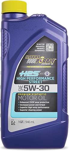 Royal Purple Aceite sintético para motor 36530-6PK HPS 5W-30 con tecnología de aditivos Synerlec, 1 cuarto de galón, caja de 6