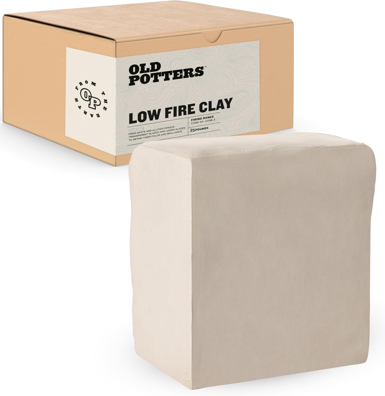 Old Potters Low Fire Pottery Clay White, 50 lbs (Cones 06-04) Made in USA Modeling Clay for Wheel Throwing and Hand Building, Sculpting, Beginners, and Advanced