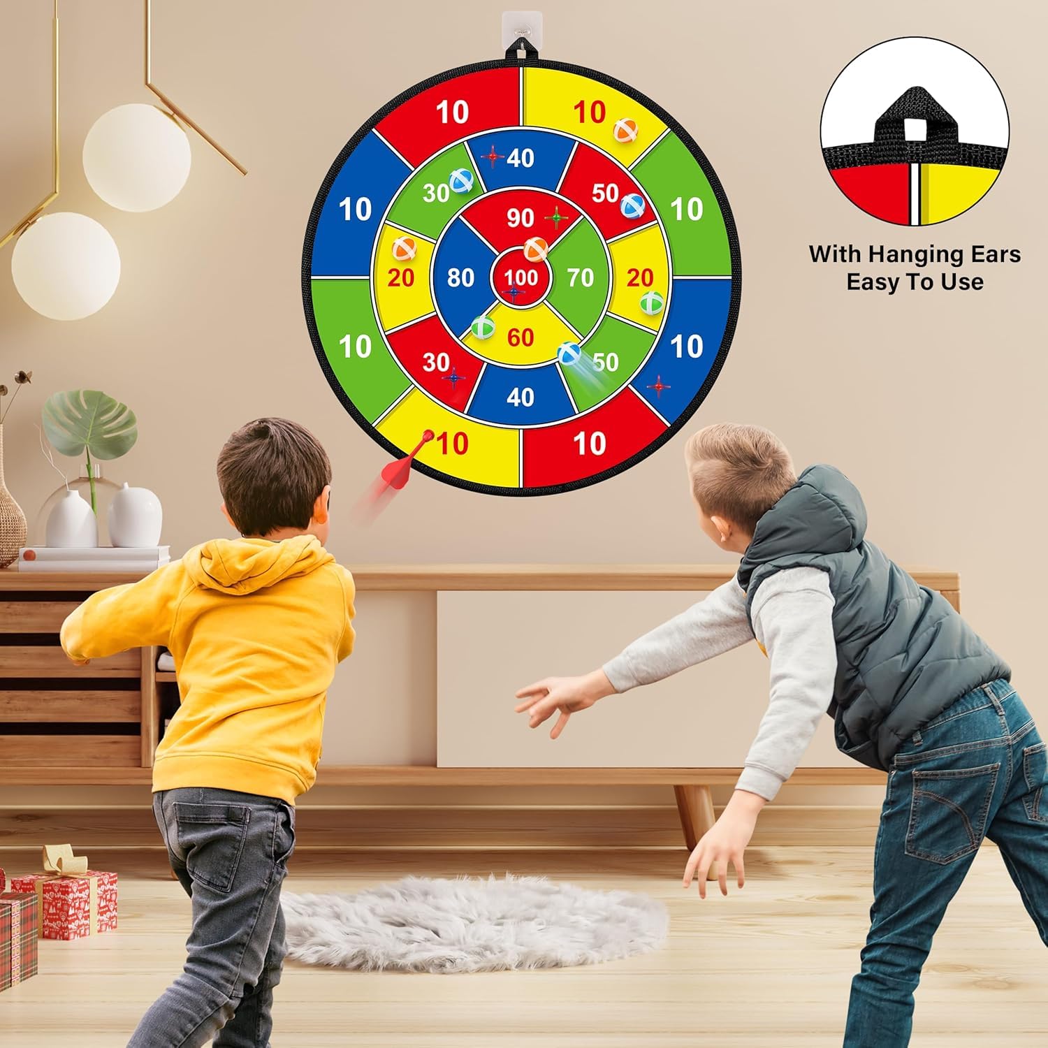 ABTRIX WITH AB 29" Large Dart Board for Kids with 12 Sticky Balls - Safe Indoor/Outdoor Fun Party Game Toys - Educational Birthday Gifts for 3 4 5 6 7 8 9 10 11 12 Year Old Boys & Girls 4