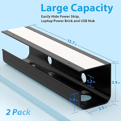Miniatura 3 de ZhiYo Paquete de 2 bandejas de organización de cables de gran capacidad de 31.5 pulgadas (2 x 15.7 pulgadas de largo), kit de bandeja de cables de
