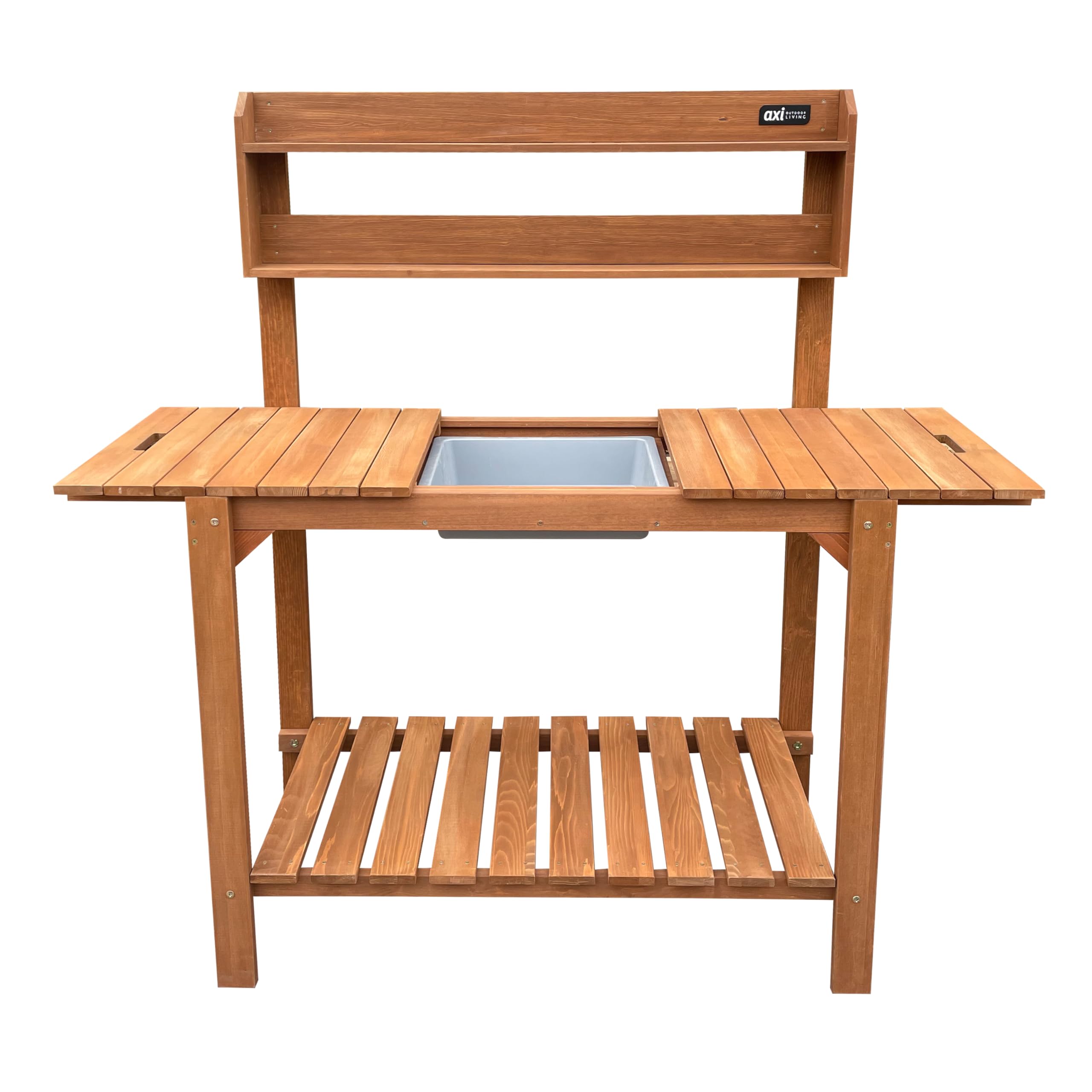 AXI Pflanztisch mit verschiebbarer Arbeitsplatte, Braun | FSC 100% Hemlock-Holz - Praktischer mit Stauraum für Garten/Balkon/Terrasse - 100 x 46 x 140 cm