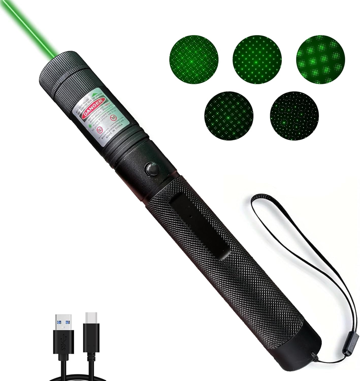 Green LED Flashlight for Astronomy/Outdoor/Office Presentation/TV/LED/LCD Screen Stargazing Type-C Charging