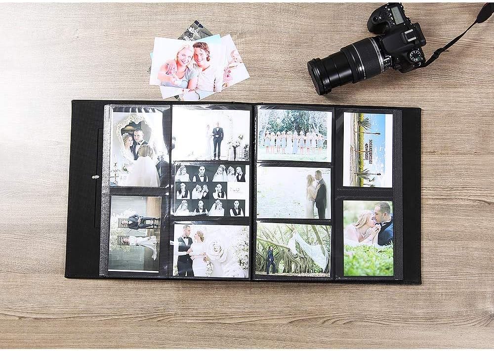 Vienrose Photo Album for 600 4x6 Photos, Black, Faux Leather Cover, Acid-Free, PVC-Free, 14 x 13 x 2 Inches
