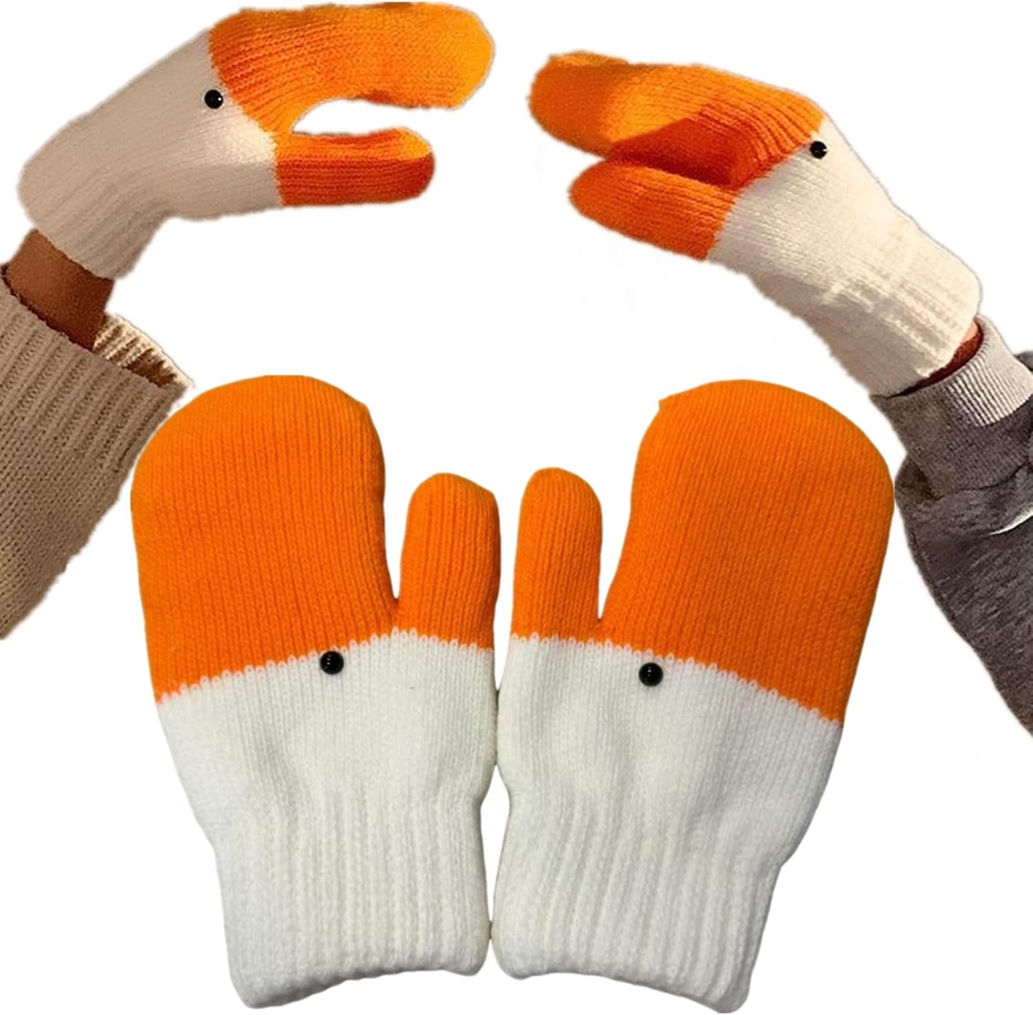 Winter Goose Gloves, Funny Novelty Animal Gloves with Thermal Soft Lining, Cute Goose Mittens Gift for Girl Friend Women