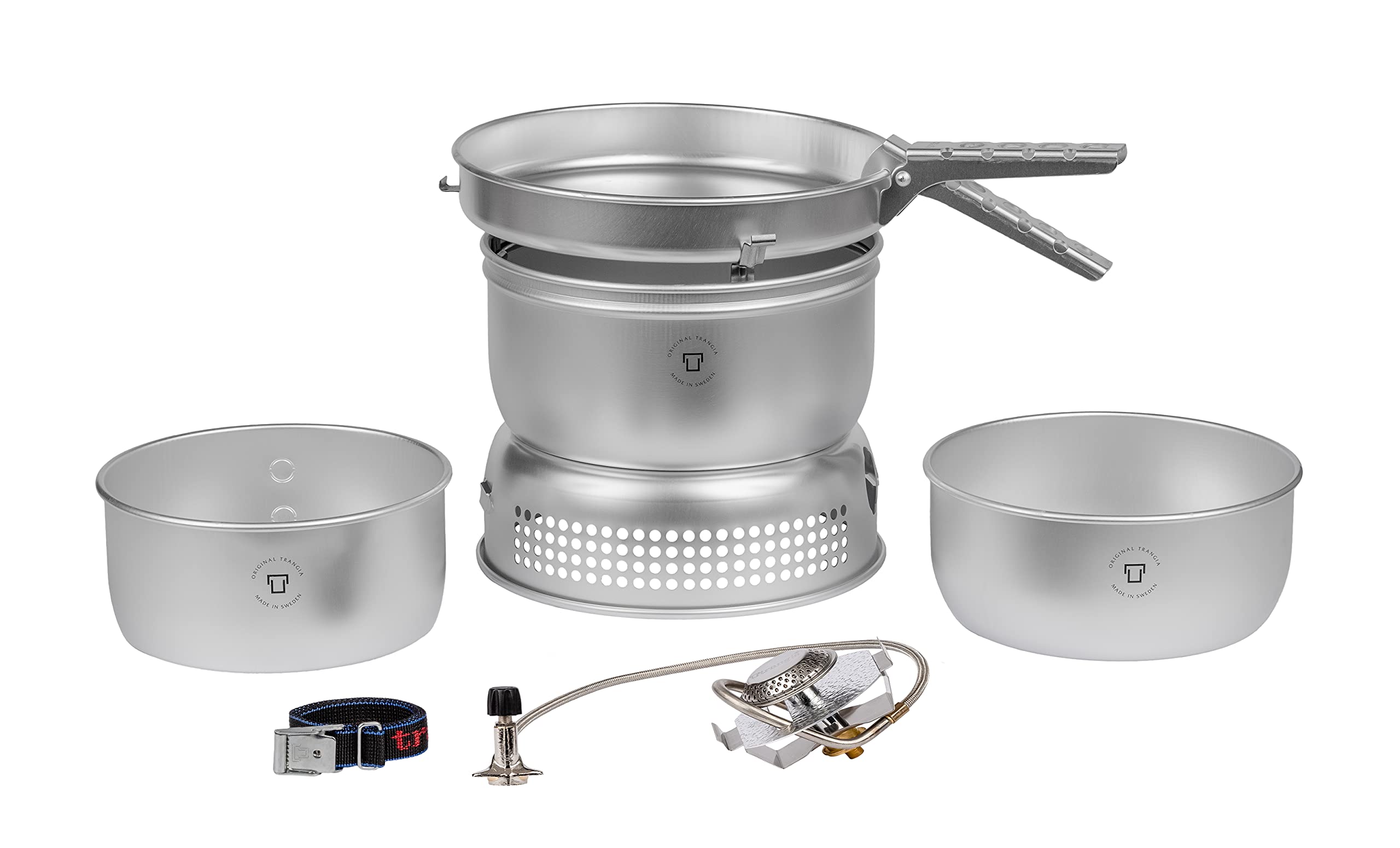 Trangia 25-1 GB Aluminium Cookset with Gas Burner, Complete Camping Cookware and Stove Set for Hiking, Backpacking, Fishing