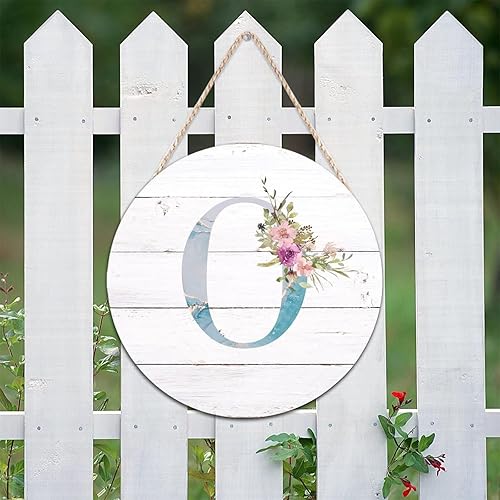 Vista 44 de Welcome Sign Front Decor Initial Letter B Round Wood Sign Monogram Purple Floral Wooden Plaque Blossom Floral 10in Country Wood Hanging Signs for