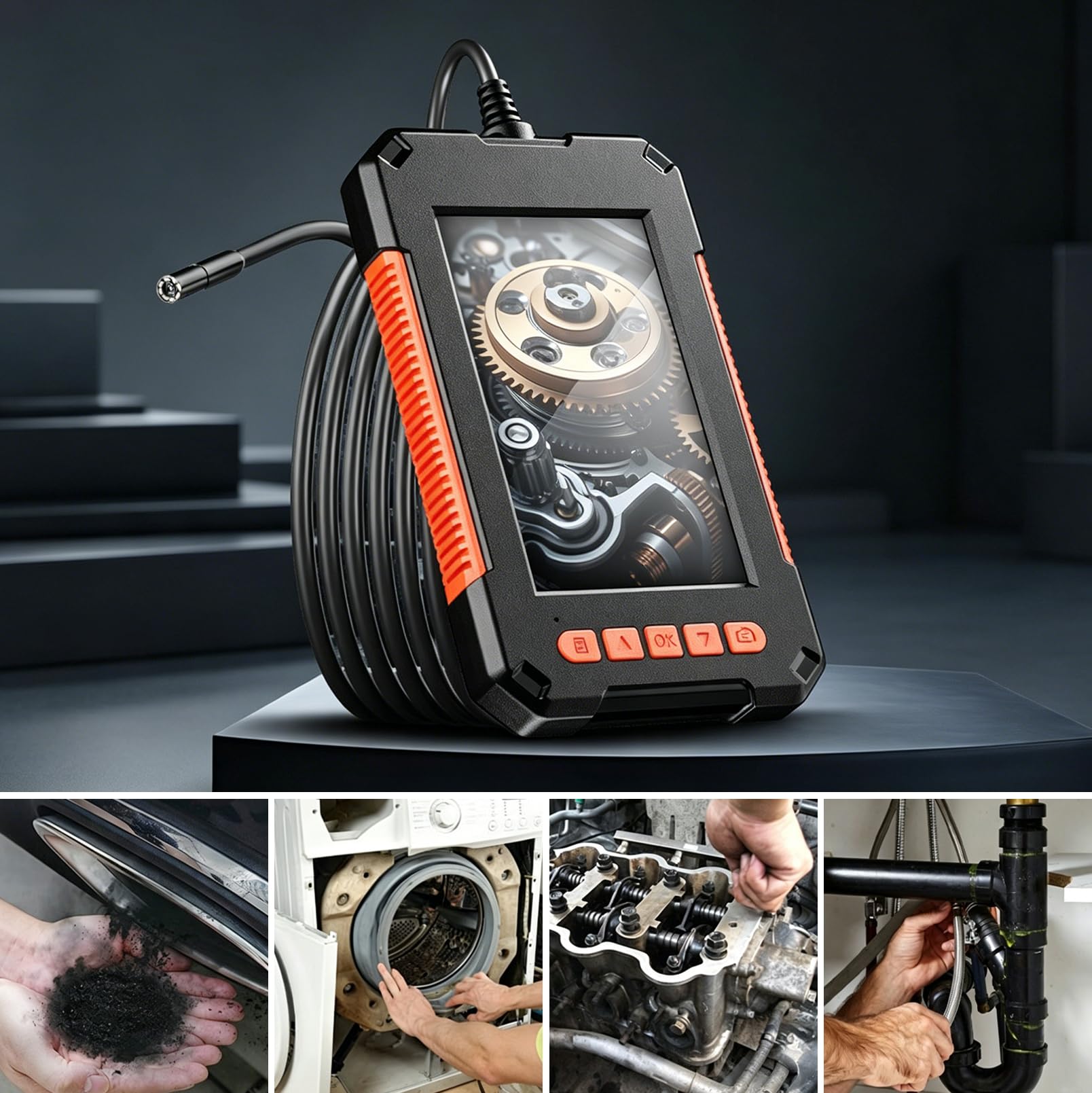 Endoscope Industriel avec câble Rigide de 5 m, caméra d'inspection de 8 mm