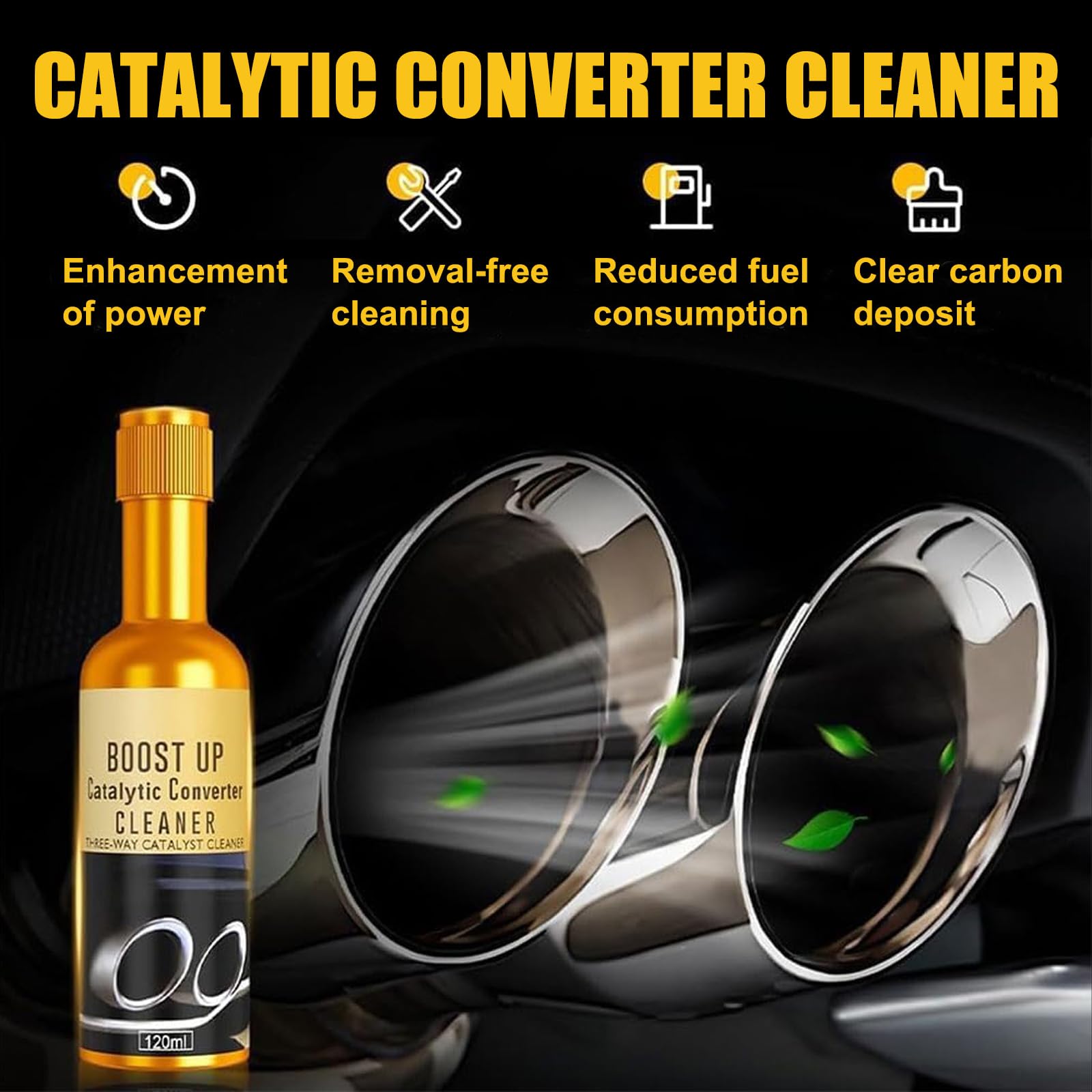 2Pcs Catalytic Converter Cleaner, Auto Parts Engine Cleaner, Fuel and Exhaust System Cleaner Exhaust Pipe Carbon Deposit Cleaner for Gas and Diesel Car