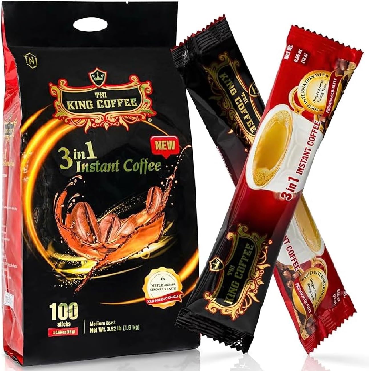 3 in 1 Instant Vietnamese Coffee, 100 Single Serve Packets - Individual Pocket Size Sachet Sticks - Blended with Coffee, Cream Powder and Sugar - Bulk Size Pack