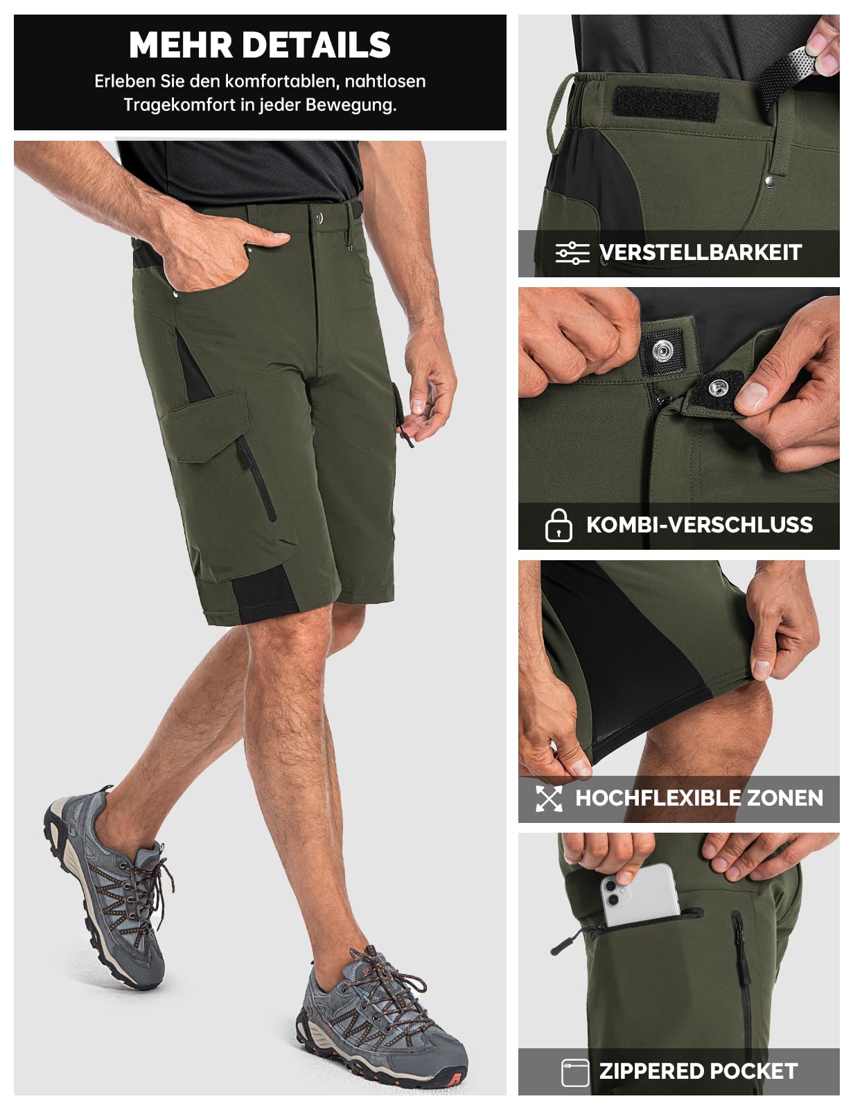 Cycorld Pantaloncini MTB Uomo, Pantaloncini da Ciclismo Asciugatura Rapida Mountain Bike Baggy, Bici Traspiranti con Chiusure Regolabili