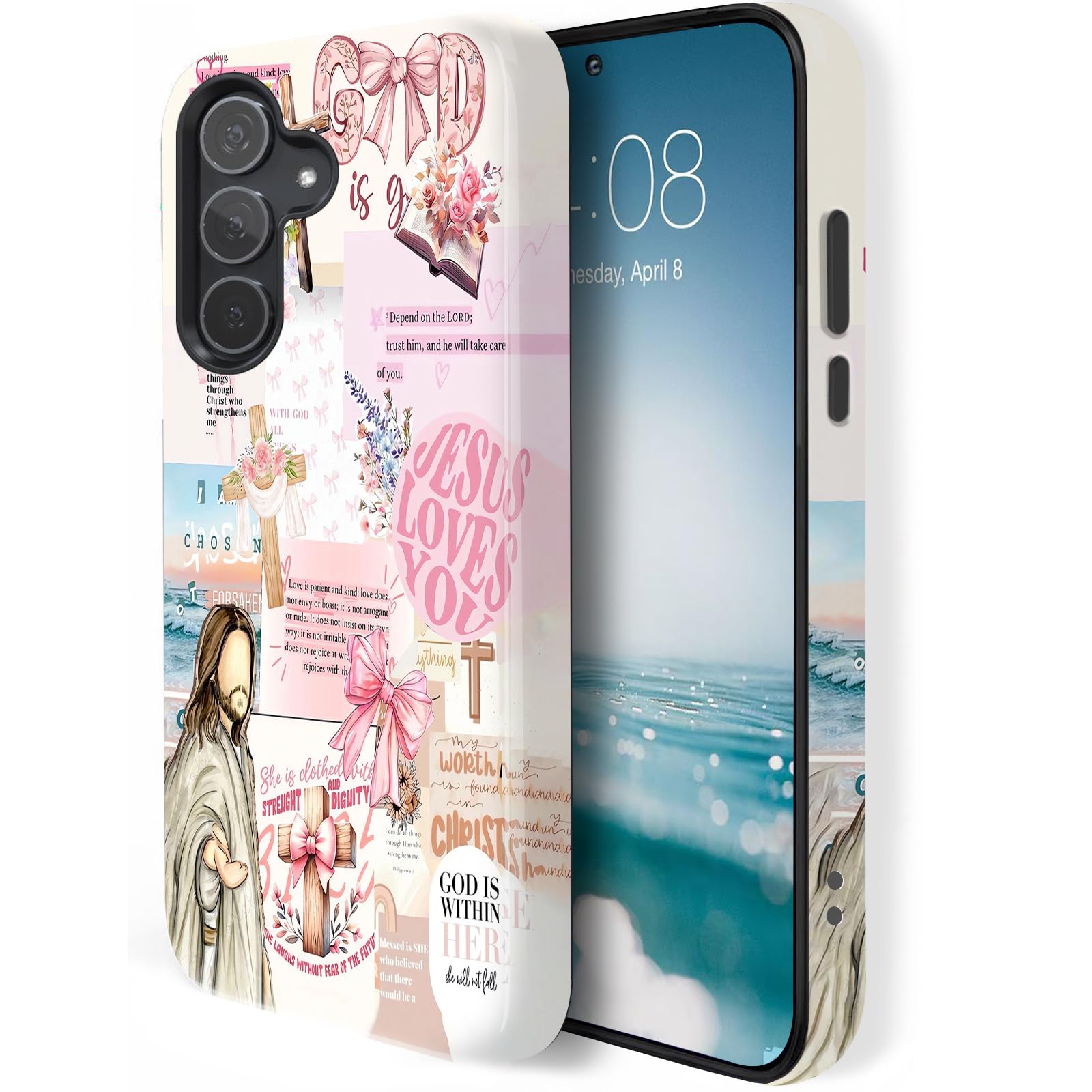 Coque antichoc Samsung Galaxy A57 : protection robuste double couche avec verset Jésus - 8