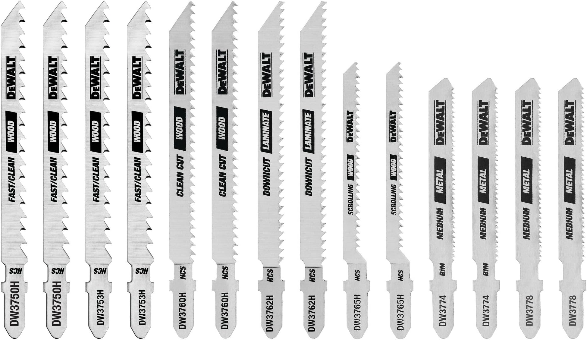 Jigsaw Blades Set with Case, T-Shank, 14-Piece (DW3742C)