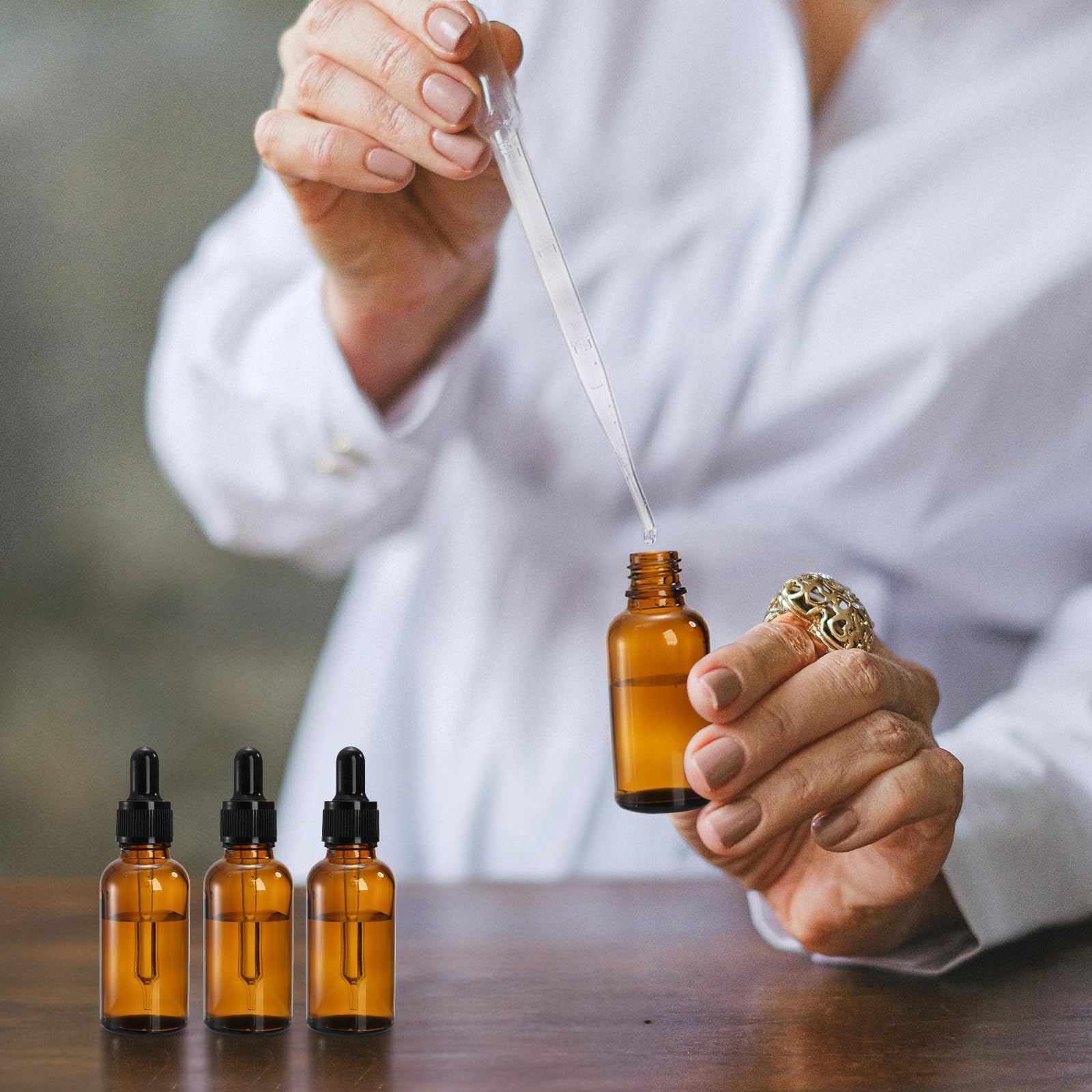 Botellas de vidrio ámbar 30 ml con pipetas cuentagotas 24 unidades para aceites esenciales