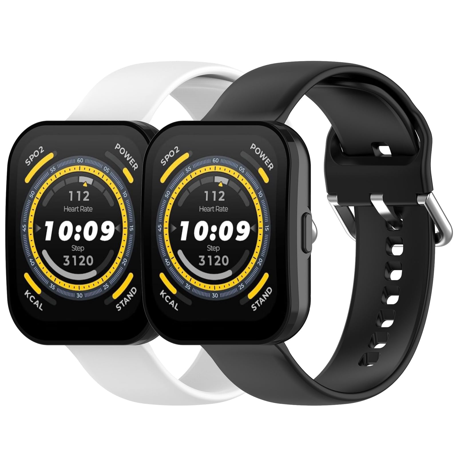 Fit for Amazfit Bip 5 Watch Bands Women Men, 22mm Quick Release Silicone Replacement Bands Straps Wristbands Bracelet Accessories Fit for Amazfit Bip 5 Smart Watch (Small, White Black)