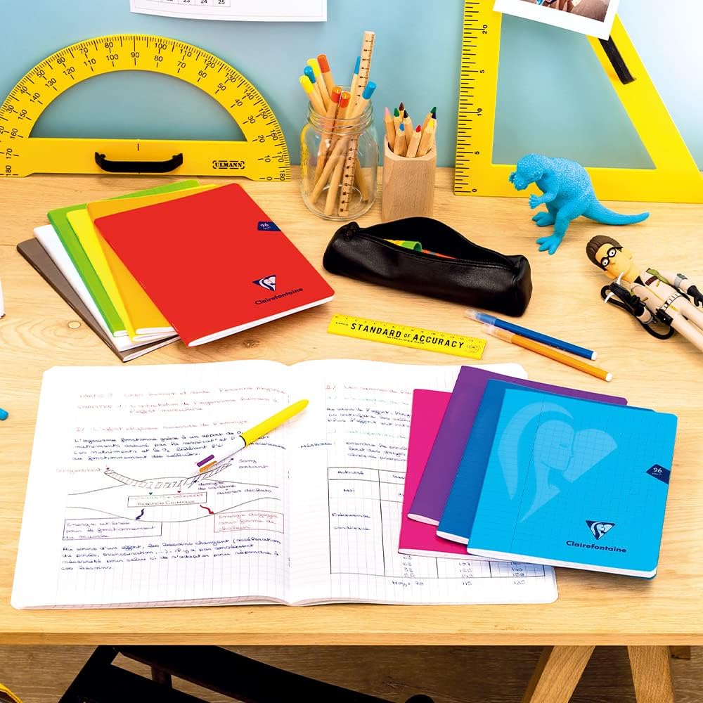 Clairefontaine 323361C A Blue Mimesys Stapled Notebook - 24x32 cm - 96 Seyes Ruled Pages - White Paper 90 g - Polypro Cover