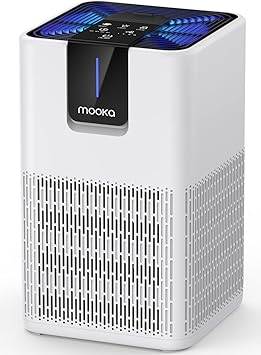 Air Purifiers for Home Large Room 1250 Ft2,MOOKA H13 HEPA Air Purifier for Pets Dust Odor Smoke,Aromatherapy Function,Air Cleaner with 15dB Quiet Sleep Mode for Bedroom Office Living Room,M05,White