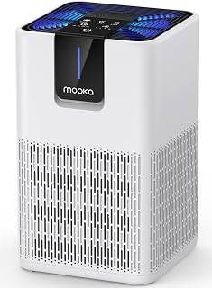 Air Purifiers for Home Large Room Up to 1250 Ft²,MOOKA H13 HEPA Air Purifier for Pets Dust Odor Smoke,Aromatherapy Function,Air Cleaner with 15dB Quiet Sleep Mode for Bedroom Office Living (White) - Amazon product rated Grade A