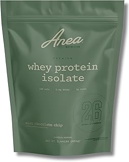 Anea Whey Protein Isolate - Mint Chocolate Chip | 26g Protein | 5.8g BCA...