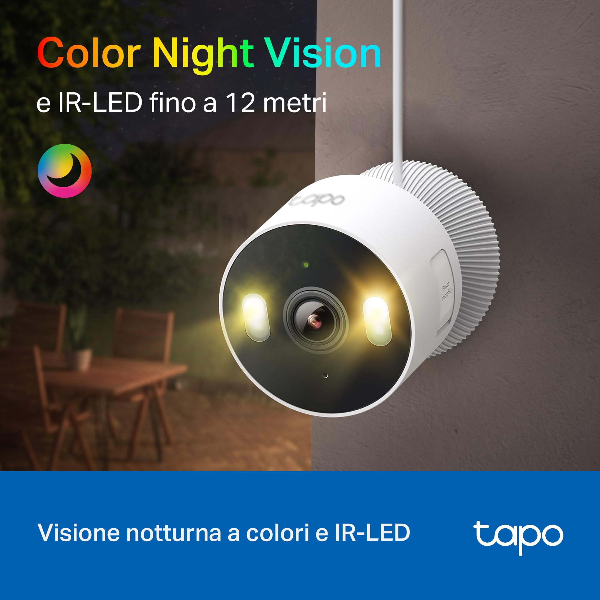 Tapo C113 Telecamera WiFi Esterno 2K 3MP, IP65, Visione Notturna a Colori con Spotlight, Rilevamento Smart AI, Audio Bidirezionale, Allarme Sonoro e Luminoso, Compatibile con Alexa