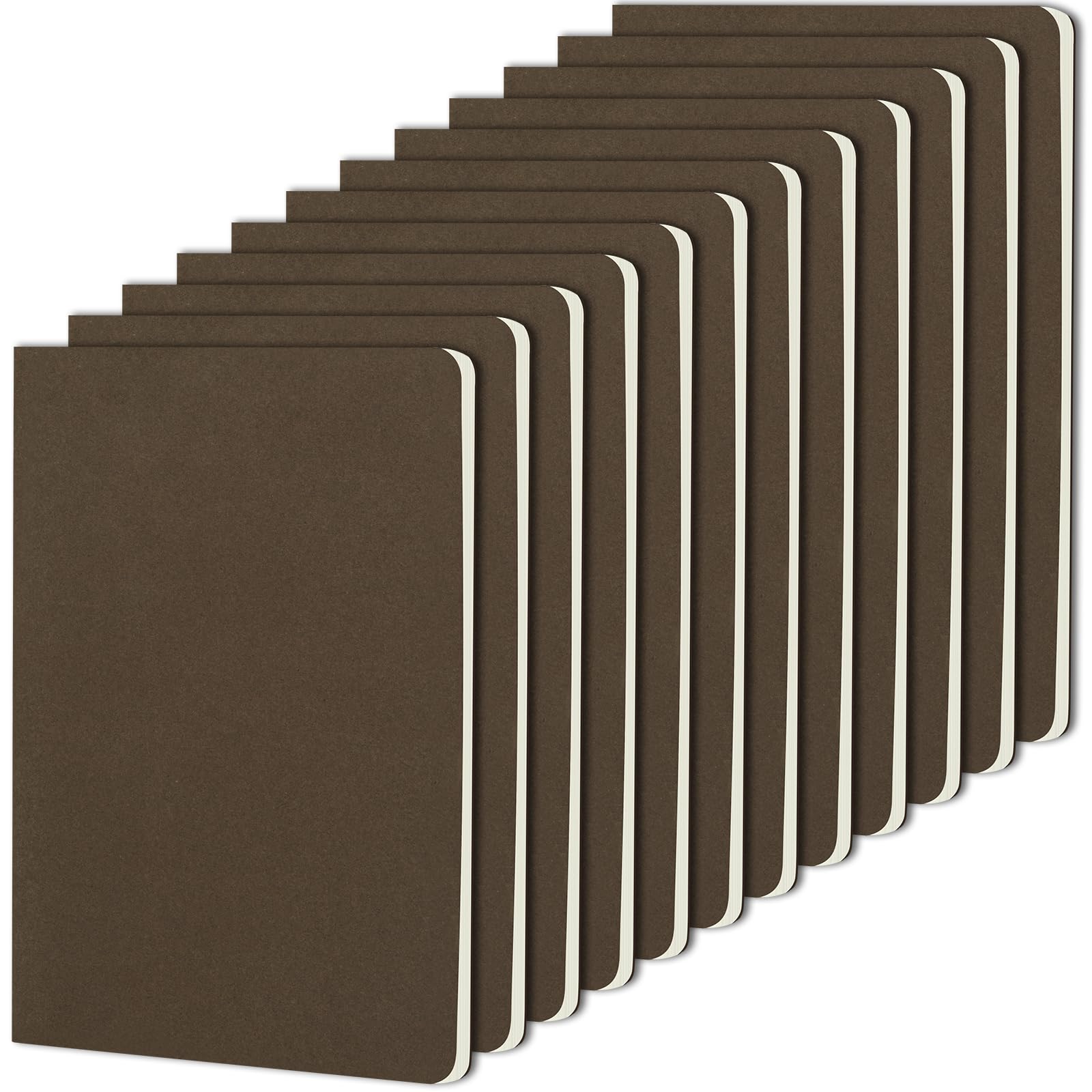 ZCZN A5 Lined Notebooks, 12 Pack Ruled Notepad, Brown Kraft Cover Travel Journal for School, Work & Notes