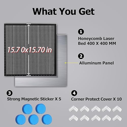 Miniatura 6 de Cama láser de panal de abeja de 15.748 x 15.748 in, mesa de trabajo con panel de aluminio para grabador y cortador láser, protección de escritorio,