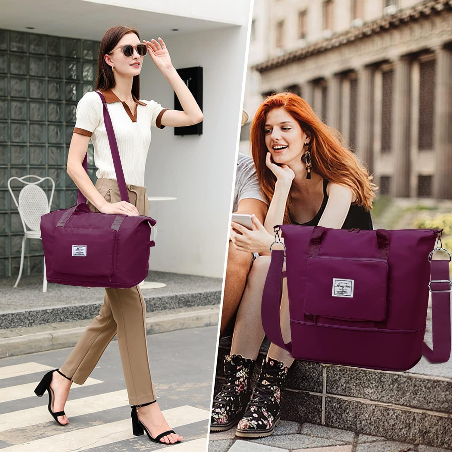 Travel Duffel Tote Bag,Travel Weekender Overnight Bags Women Carry On Bag Totes for Airplanes,Sports Gym Duffle with Trolley Sleeve - Image 6