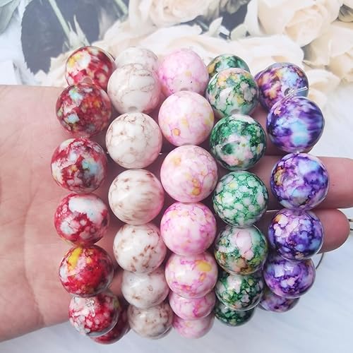 Miniatura 6 de 60 cuentas redondas de cristal acrílico de colores de 0.63 pulgadas para hacer joyas, pulseras, aretes, collares, cuentas para adultos,