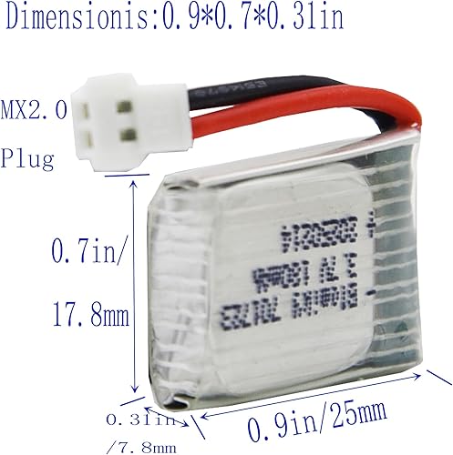 Miniatura 3 de Blomiky Paquete de 4 baterías Li-PO de 3.7 V 1S 180 mAh 20C con enchufe MX2.0 adecuado para algunos pequeños drones helicópteros RC Airplne  3.7 V