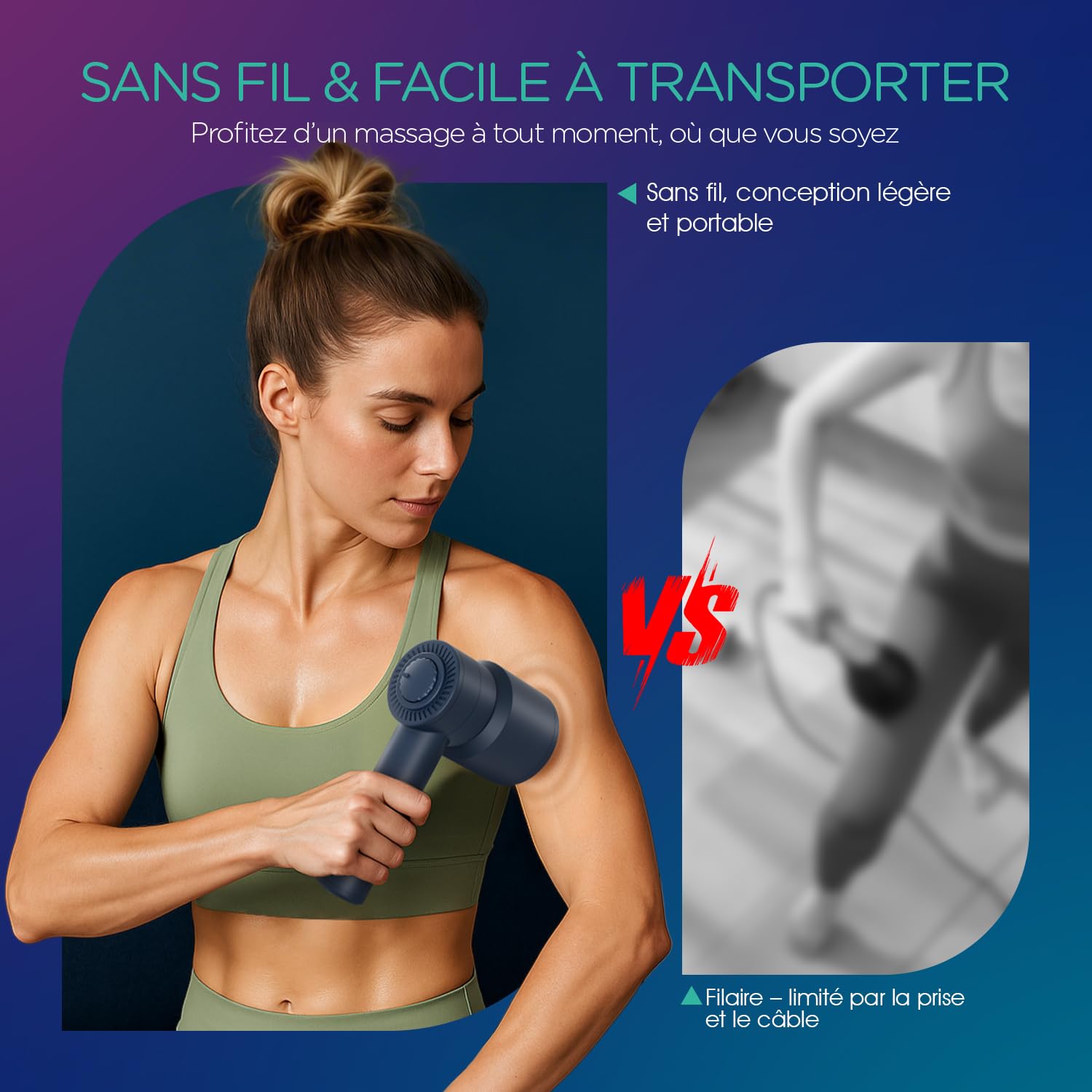 Masseur Anti Cellulite Electrique, Appareil Palper Anti Cellulite Masseur de Relaxation Musculaire avec 5 Têtes Multifonctions, Transportable et Rechargeable CM410 (Bleu)