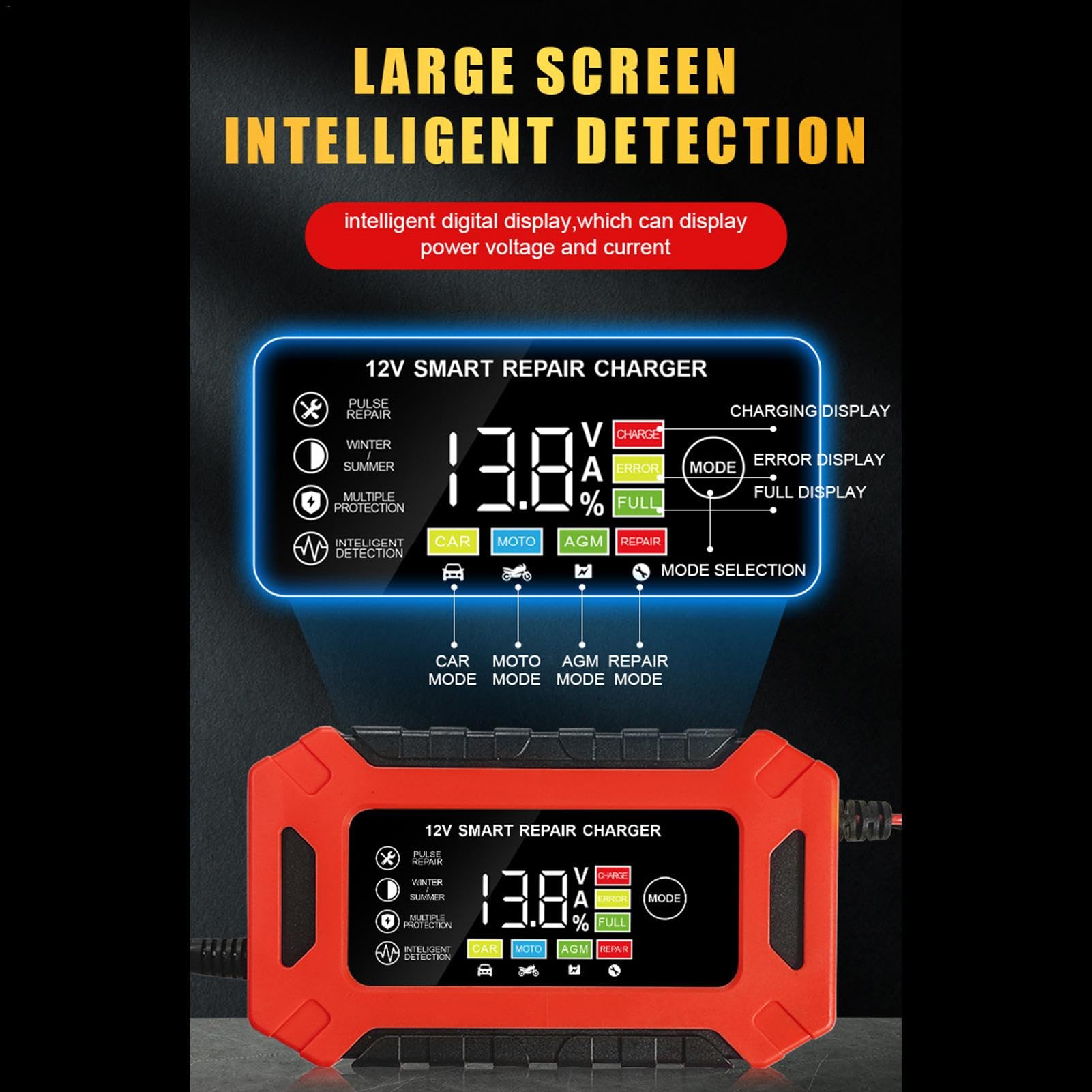 Caricabatterie intelligente da 12 V - 6 A completamente automatico gestore della batteria con compensazione della temperatura | Caricatore a goccia per moto, auto, tosaerba, barca |