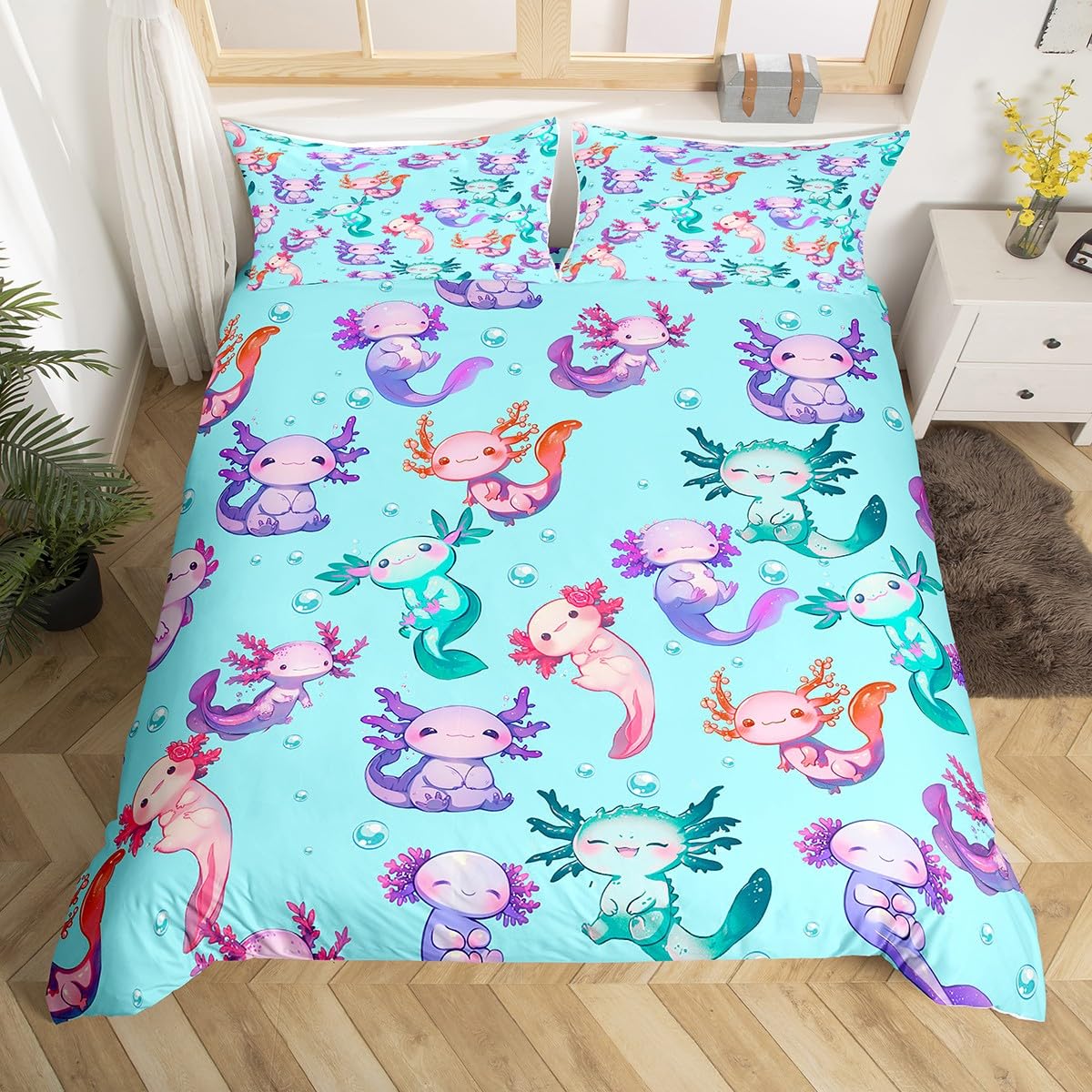 Housse de couette axolotl Manfei, l'idée cadeau idéale pour chambre d'adolescent