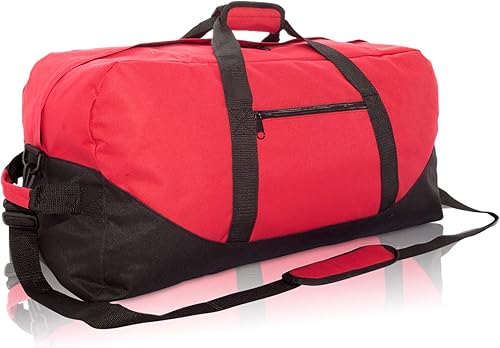 Bolso deportivo Dalix Big Adventure. Bolso deportivo grande de lona para el gimnasio de 25 pulgadas, Rojo, XL
