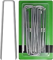 Vista 15 de AAGUT Juego de 50 estacas de jardín, grapas de paisaje, estacas galvanizadas de calibre 11 de 6 pulgadas para valla de perro, tela de barrera